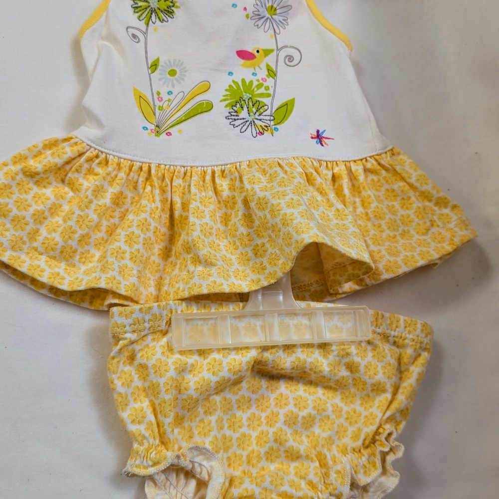 Floral Yellow and White Baby Dress Set